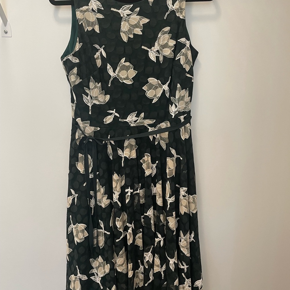 Danny & Nicole Dark Green Floral Midi Dress